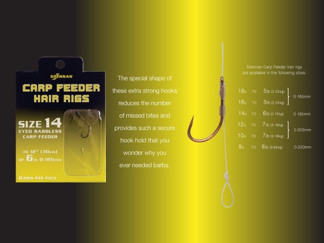 CARP FEEDER HAIR RIGS - 10 to 7lb - 12"